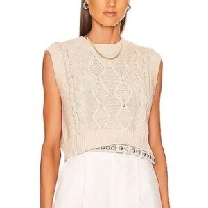 Revolve 525 America Cable Knit Sleeveless Vest Cream